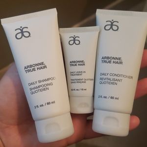 Arbonne True Hair Shampoo, Conditioner, Leave In